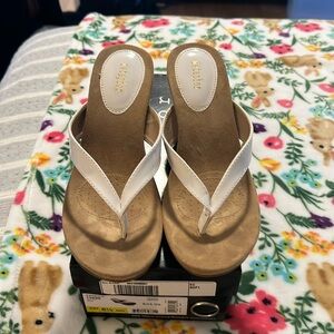 White wedge sandals with colorful wedge heel- 8.5M